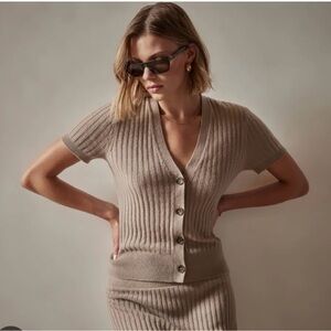 Ribbed Cashmere Cardigan - Mocha